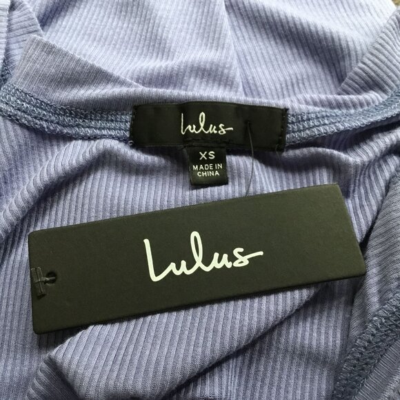 Lulus‎ Rib Knit Button Front Crop Top Light Blue XS - Picture 3 of 3